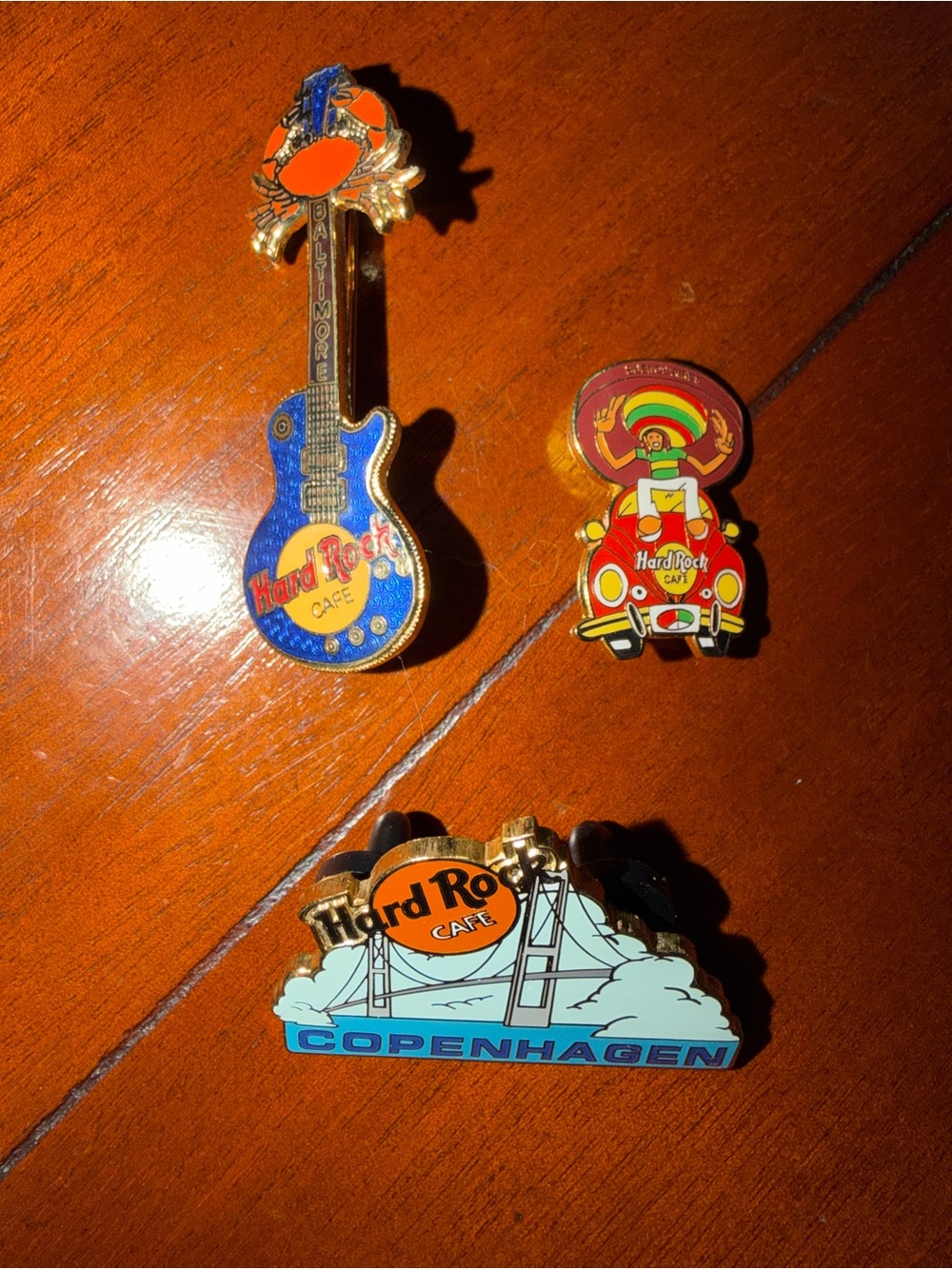 Hard Rock Cafe Collectible Pins - Baltimore, Copenhagen, and Buenos Aires